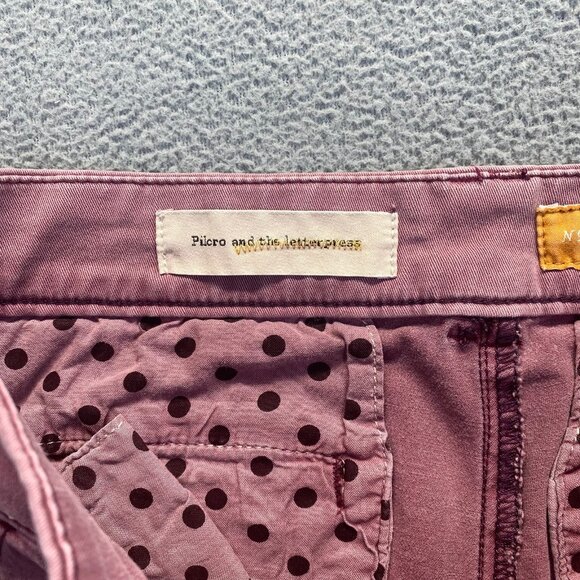 ANTHROPOLOGIE Pilcro and the Letterpress womens Pink Hyphen Chino Pants Sz 27 - Picture 10 of 13